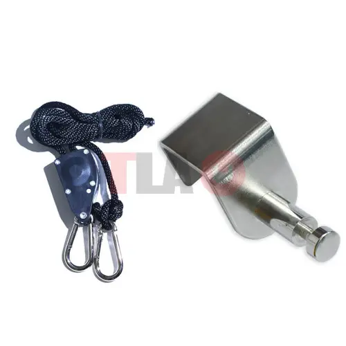 Pictured is both a universal pulley system for red light therapy panels and a universal door hook for red light therapy panels, part of the hanging kit for light therapy panels kit from Therapy Lights Australia (TLA).